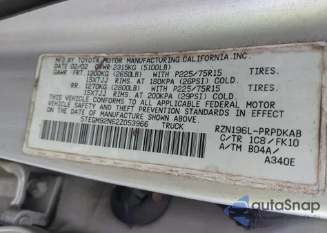 2002 Toyota Tacoma Prerunner from USA, damaged, VIN 5TEGM92N62Z053966